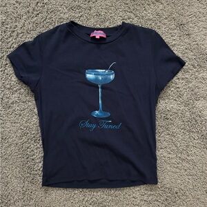 Edikted Dark Blue Top with Drink Design